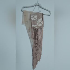 Sue Wong Champagne Pink Fringe Shawl with Matching Purse